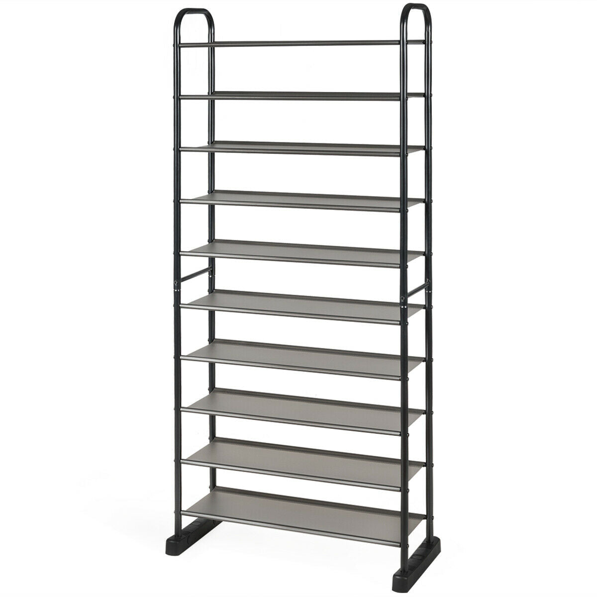 10-Tier Free-Standing Metal Frame Shoe Rack, Black Shoe Racks & Storage Benches at Gallery Canada