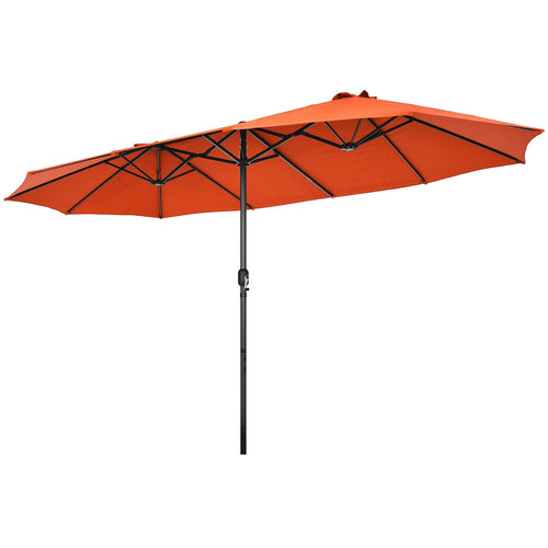15 Feet Patio Umbrella, Hand-Crank System, Orange