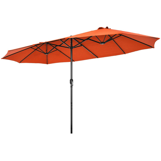 15 Feet Patio Double-Sided Umbrella with Hand-Crank System, Orange Outdoor Umbrellas Orange at Gallery Canada