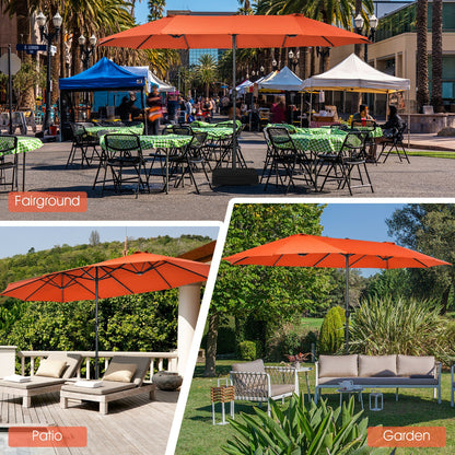 15 Feet Patio Umbrella, Hand-Crank System, Orange Outdoor Umbrellas at Gallery Canada