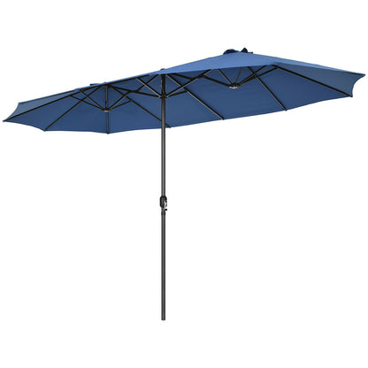 15 Feet Patio Umbrella, Hand-Crank System, Navy Outdoor Umbrellas at Gallery Canada