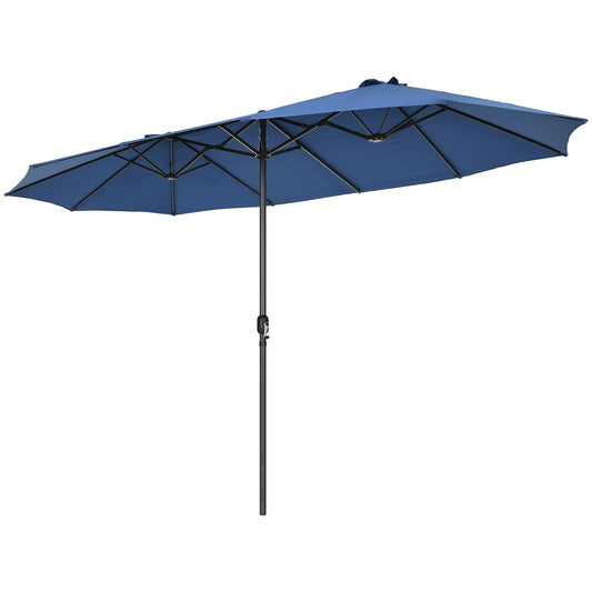 15 Feet Patio Umbrella, Hand-Crank System, Navy