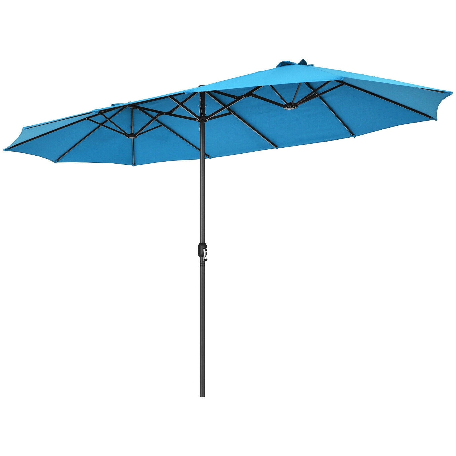 15 Feet Patio Umbrella, Hand Crank, Blue Outdoor Umbrellas at Gallery Canada