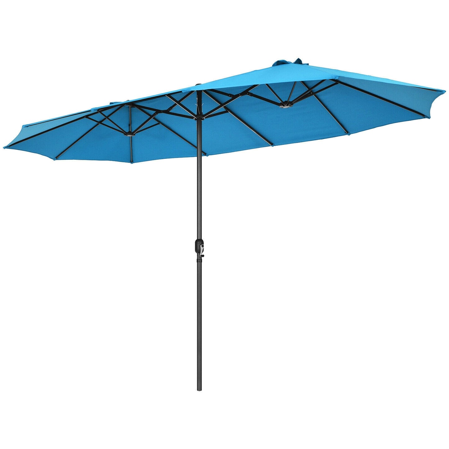 15 Feet Patio Umbrella, Hand Crank, Blue Outdoor Umbrellas at Gallery Canada