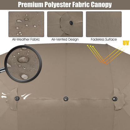 15 Feet Patio Umbrella, Hand-Crank System, Brown Outdoor Umbrellas at Gallery Canada