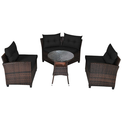4 Pieces Outdoor Cushioned Rattan Furniture Set, Black Outdoor Sectionals at Gallery Canada