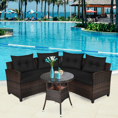 4 Pieces Outdoor Cushioned Rattan Furniture Set, Black Outdoor Sectionals at Gallery Canada
