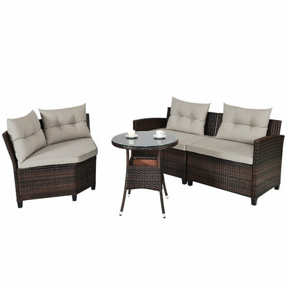 4 Pieces Outdoor Cushioned Rattan Furniture Set, Brown Outdoor Sectionals at Gallery Canada