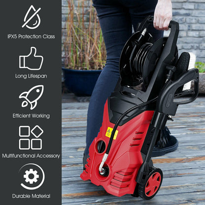 1800W 2030PSI Electric Pressure Washer Cleaner with Hose Reel, Red Pressure Washers at Gallery Canada