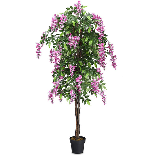 6-Feet Artificial Wisteria Silk Tree, Green