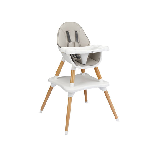 5-in-1 Baby Wooden Convertible High Chair , Gray