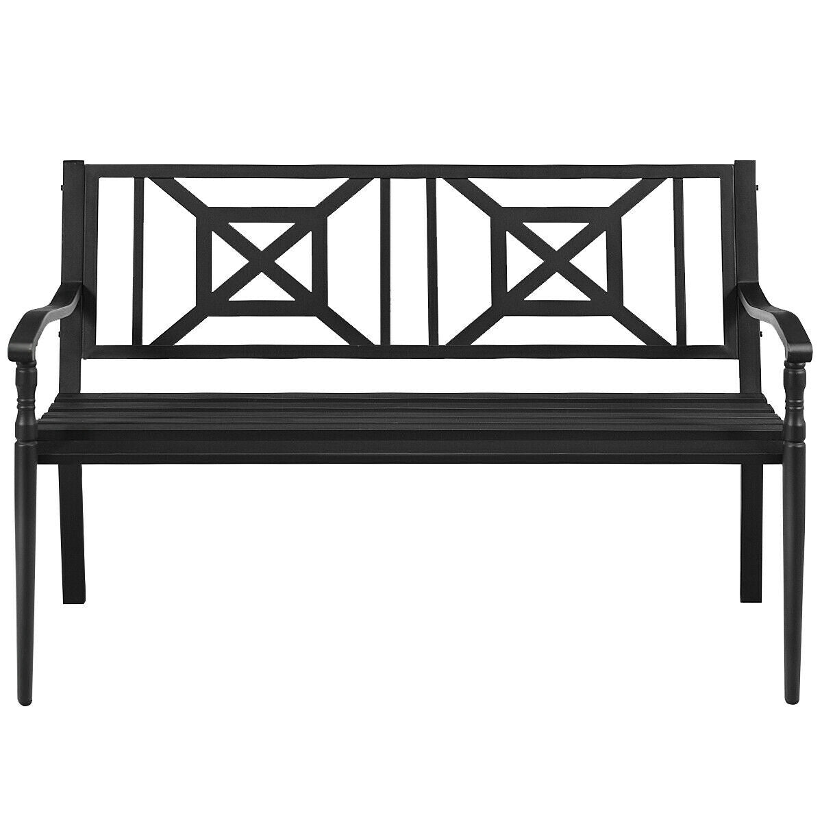 Patio Garden Bench with Powder Coated Steel Frame, Black Outdoor Benches at Gallery Canada