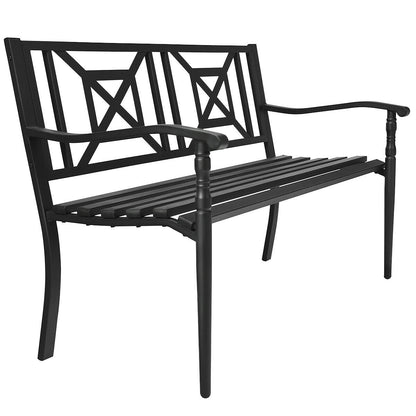 Patio Garden Bench with Powder Coated Steel Frame, Black Outdoor Benches at Gallery Canada