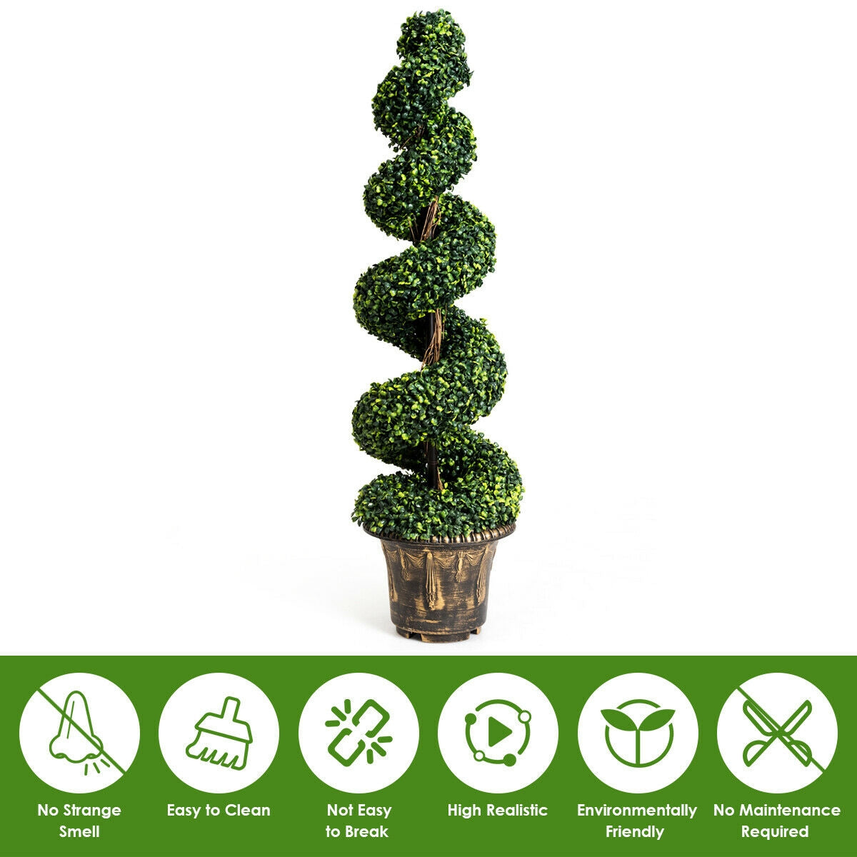 2 Pieces 4 Feet Artificial Décor Green Boxwood Spiral Tree Set, Green Faux Plants at Gallery Canada
