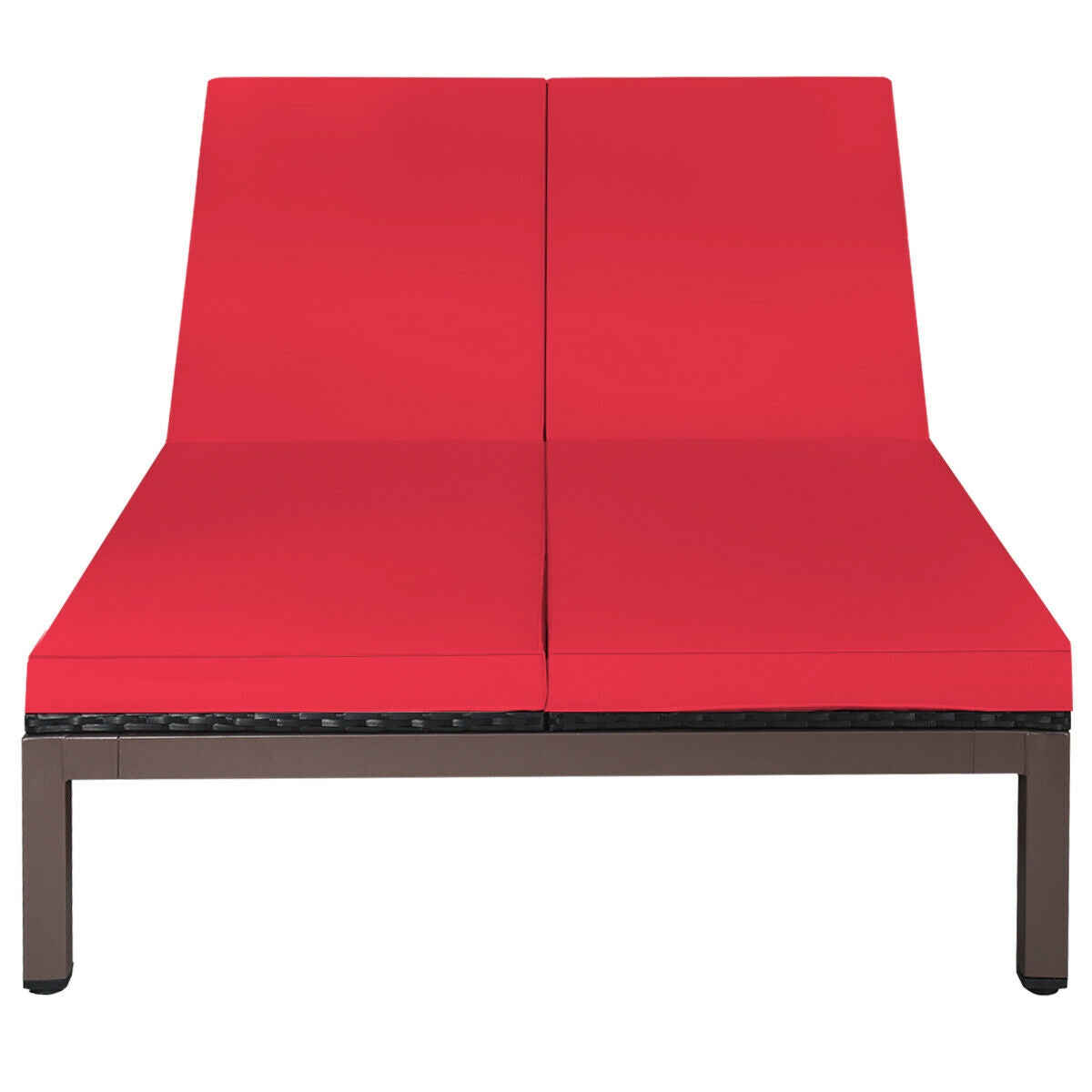 2-Person Patio Rattan Lounge Chair with Adjustable Backrest, Red Outdoor Chaise Lounges at Gallery Canada
