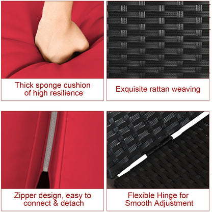 2-Person Patio Rattan Lounge Chair with Adjustable Backrest, Red Outdoor Chaise Lounges at Gallery Canada