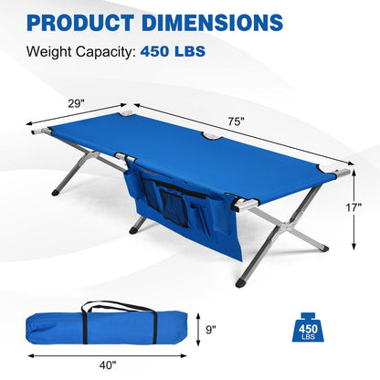 Folding Camping Cot Heavy-duty Camp Bed with Carry Bag, Blue at Gallery Canada