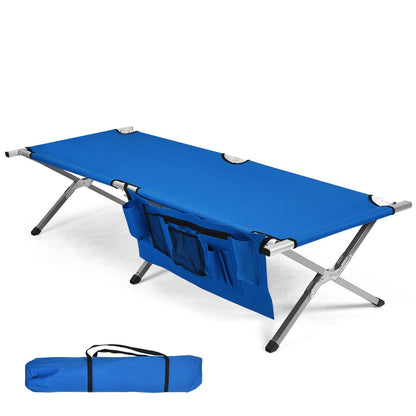 Folding Camping Cot Heavy-duty Camp Bed with Carry Bag, Blue at Gallery Canada