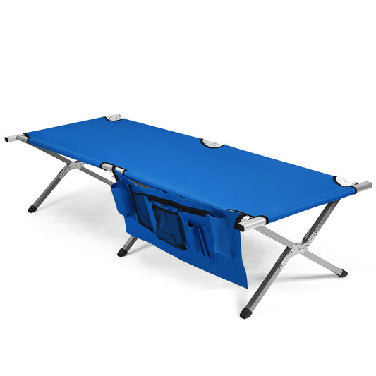 Folding Camping Cot Heavy-duty Camp Bed with Carry Bag, Blue