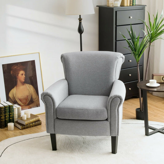 Upholstered Fabric Accent Chair with Adjustable Foot Pads, Light Gray - Gallery Canada