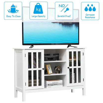 Wooden TV Stand Console Cabinet for 50 Inch TV, White Entertainment Centers & TV Stands at Gallery Canada