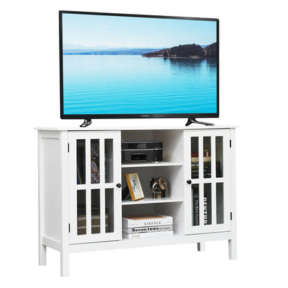 Wooden TV Stand Console Cabinet, 50 Inch, White
