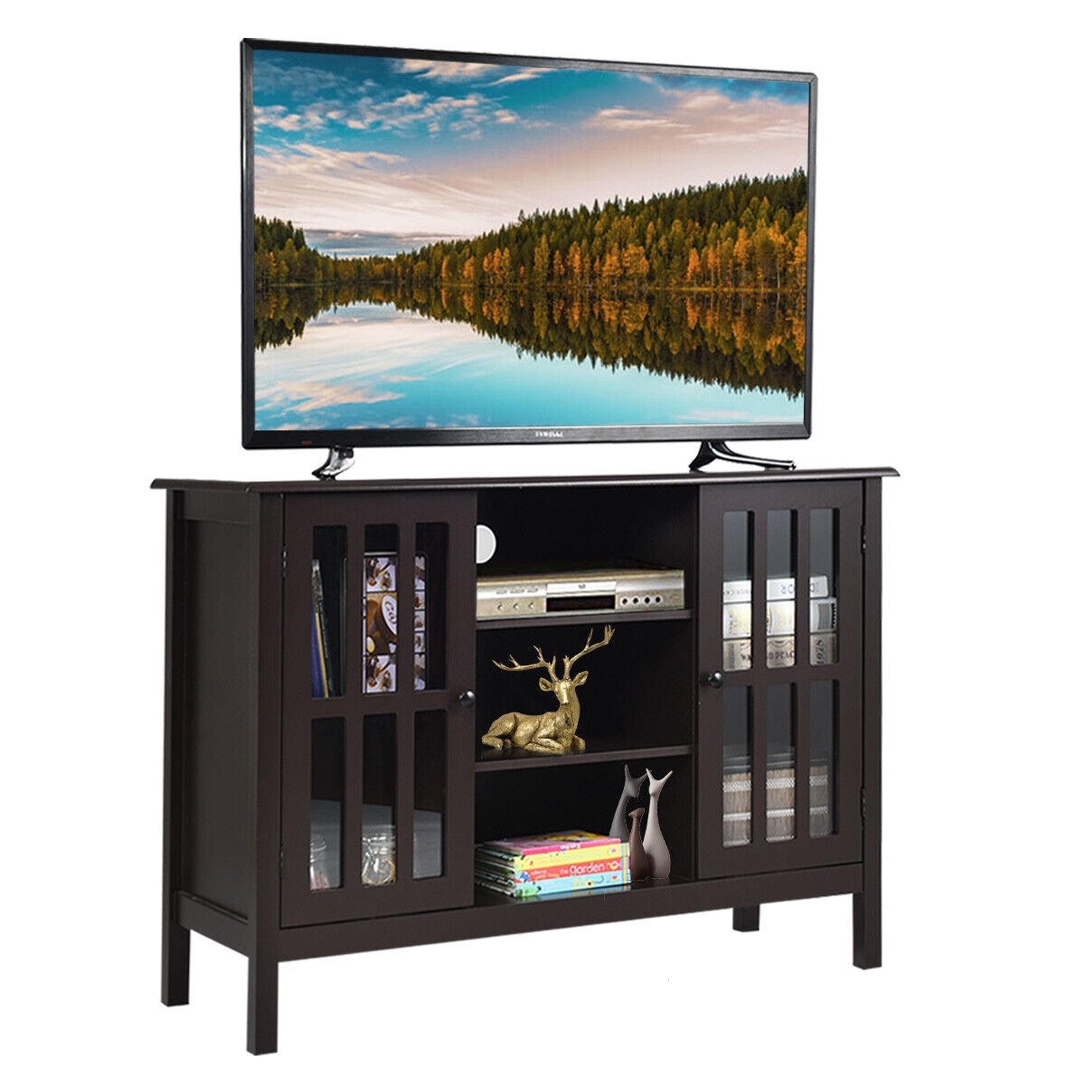 Wooden TV Stand Console Cabinet for 50 Inch TV, Brown - Gallery Canada