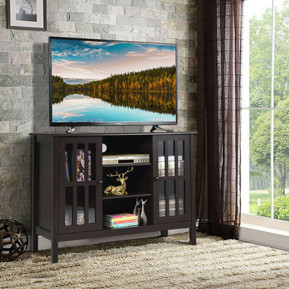 Wooden TV Stand Console Cabinet for 50 Inch TV, Brown Entertainment Centers & TV Stands at Gallery Canada