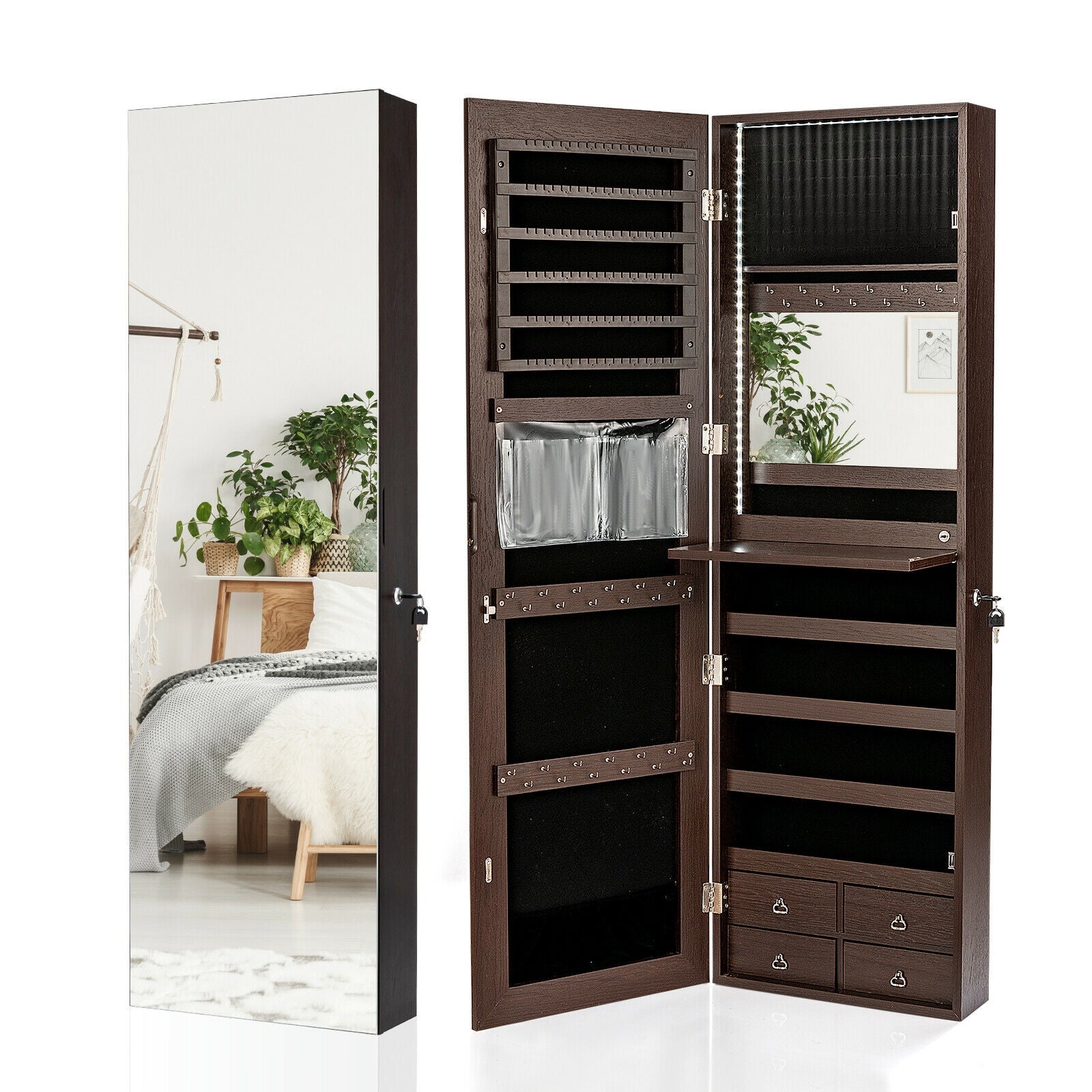Multipurpose Storage Cabinet with 4 Drawers, Brown Jewelry Armoires at Gallery Canada