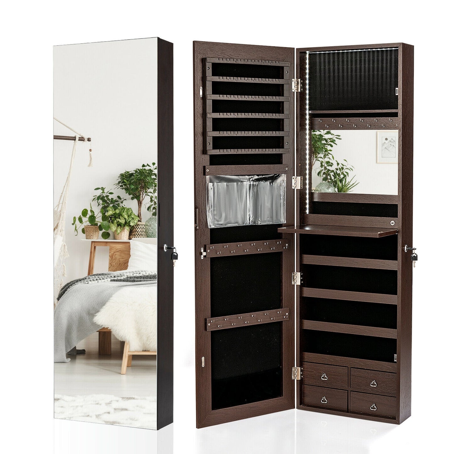 Multipurpose Storage Cabinet with 4 Drawers, Brown Jewelry Armoires at Gallery Canada