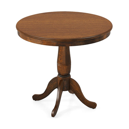 32 Inch Wooden Round Pub Pedestal Side Table, Walnut at Gallery Canada