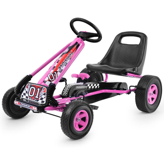 4 Wheels Kids Ride On Pedal Powered Bike Go Kart Racer Car Outdoor Play Toy, Pink Powered Ride On Toys Pink at Gallery Canada