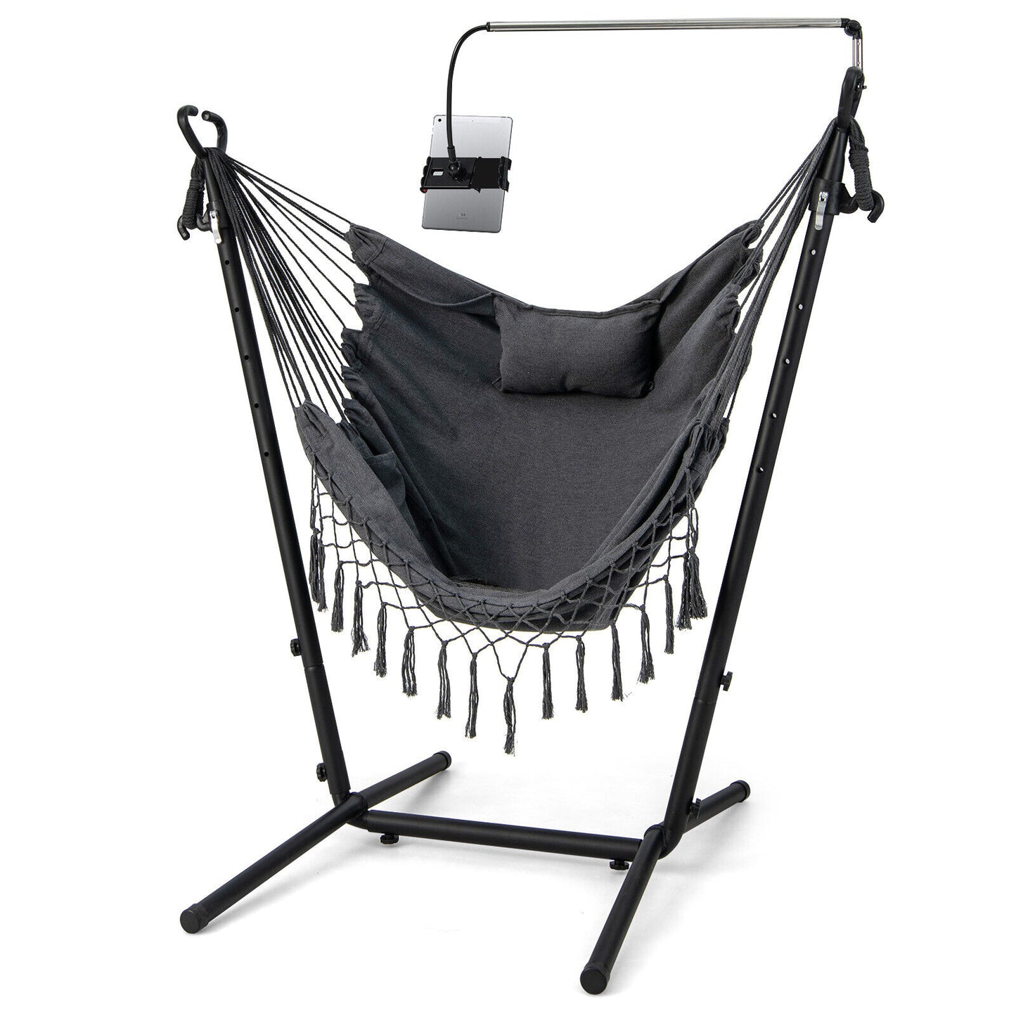Height Adjustable Hammock Chair, With Phone Holder, Side Pocket, Gray Hammocks Gray at Gallery Canada