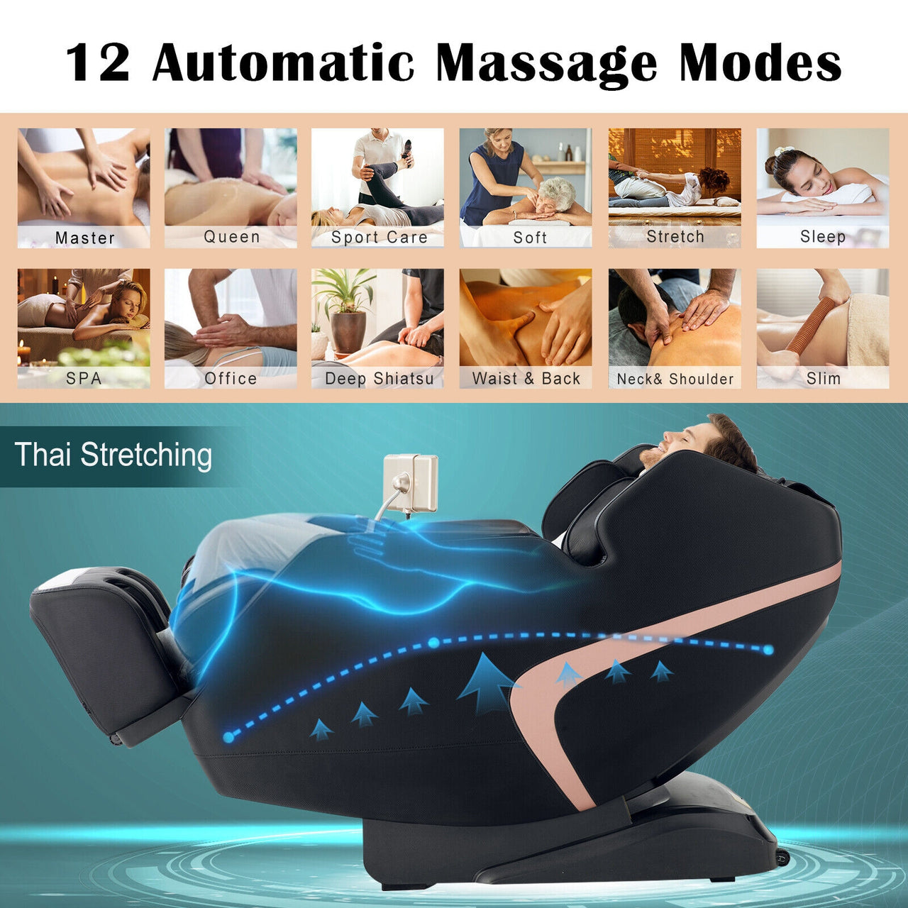 Enjoyment 13 - 3D SL-Track Full Body Zero Gravity Massage Chair with Thai Stretch - Gallery View 5 of 10