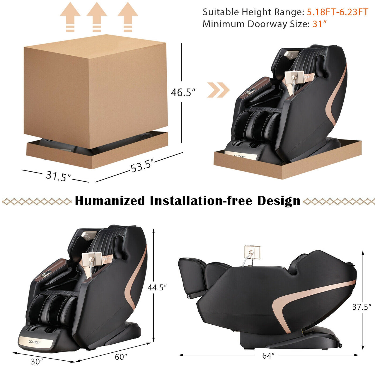 Enjoyment 13 - 3D SL-Track Full Body Zero Gravity Massage Chair with Thai Stretch - Gallery View 4 of 10