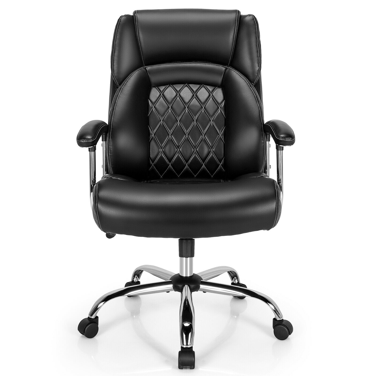Height Adjustable Executive Chair Computer Desk Chair with Metal Base, Black Big and Tall Chairs at Gallery Canada