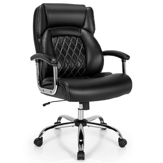 Height Adjustable Executive Chair Computer Desk Chair with Metal Base, Black Big and Tall Chairs Black at Gallery Canada
