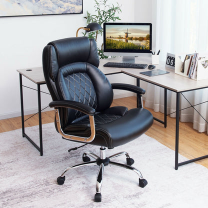 Height Adjustable Executive Chair Computer Desk Chair with Metal Base, Black Big and Tall Chairs at Gallery Canada