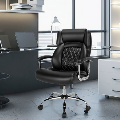 Height Adjustable Executive Chair Computer Desk Chair with Metal Base, Black Big and Tall Chairs at Gallery Canada