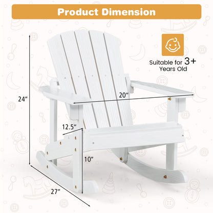 Outdoor Wooden Kid Adirondack Rocking Chair with Slatted Seat, White Kids Chairs & Seating at Gallery Canada