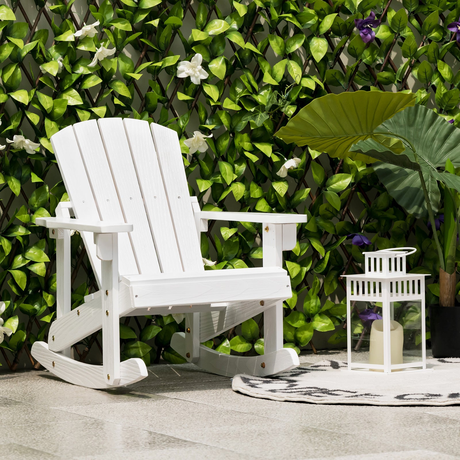 Outdoor Wooden Kid Adirondack Rocking Chair with Slatted Seat, White Kids Chairs & Seating at Gallery Canada