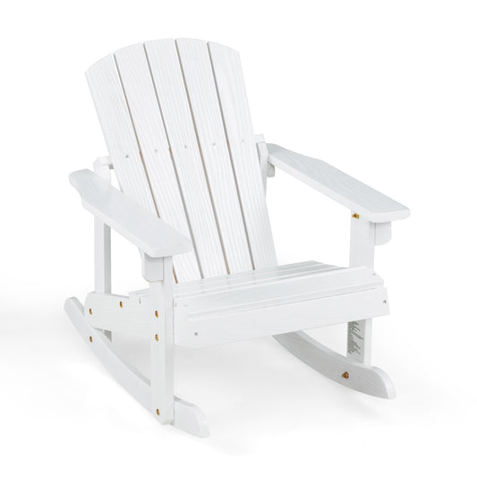 Outdoor Wooden Kid Adirondack Rocking Chair with Slatted Seat, White Kids Chairs & Seating White at Gallery Canada