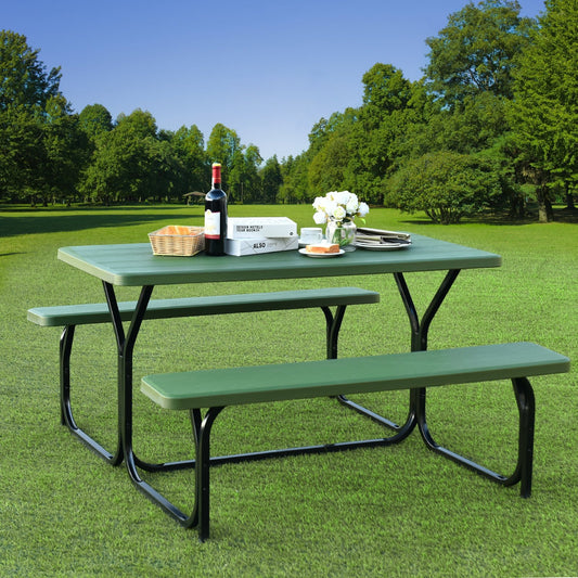 Picnic Table Bench Set for Outdoor Camping , Green - Gallery Canada