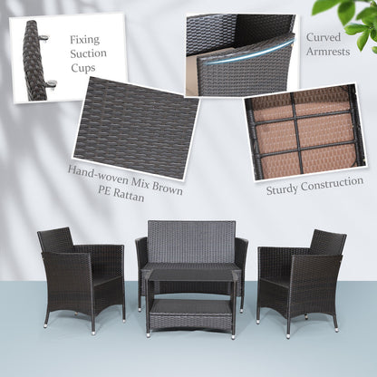 4 Piece Patio Conversation Set, With Cushions And Tempered Glass Tabletop, Brown Patio Furniture Sets at Gallery Canada