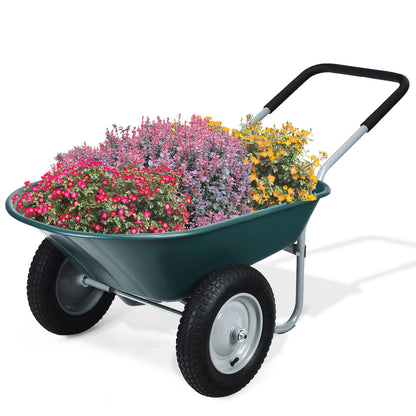 2 Tire Wheelbarrow Garden Cart Heavy-duty Dolly Utility Cart, Green Garden Carts at Gallery Canada
