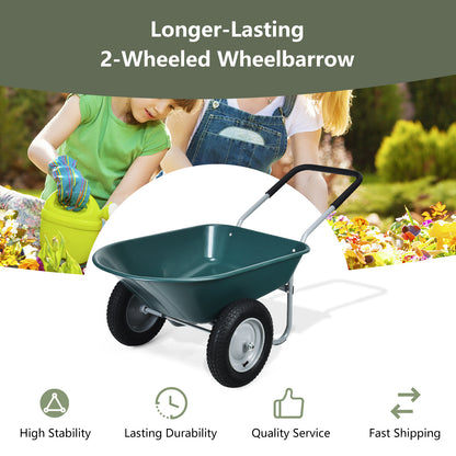 2 Tire Wheelbarrow Garden Cart Heavy-duty Dolly Utility Cart, Green Garden Carts at Gallery Canada