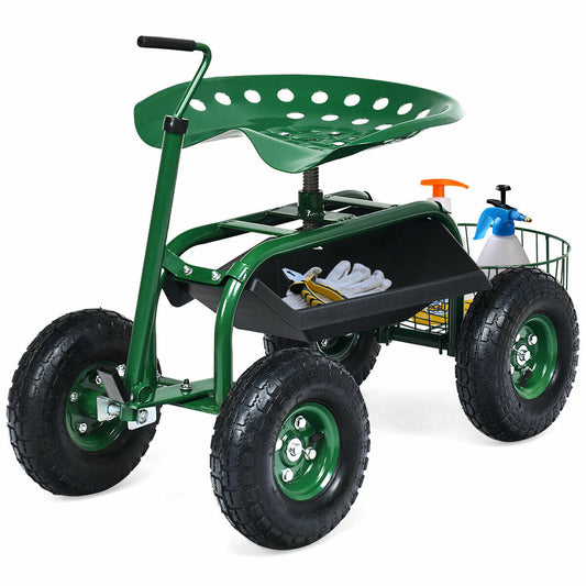 Extendable Handle Garden Cart, Rolling Wagon Scooter, Green Garden Tools Green at Gallery Canada