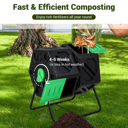 Dual Chamber Garden Compost Tumbler, Black & Green Garden Tools at Gallery Canada
