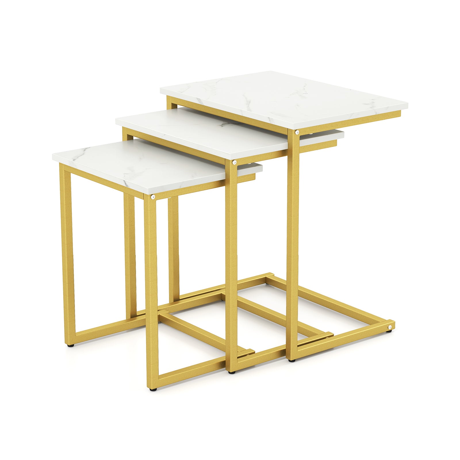 3 Pieces Multifunctional Coffee End Table Set, White Living Room at Gallery Canada