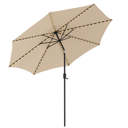10 Feet Patio Umbrella, 112 Solar Lights, Crank Handle, Beige Outdoor Umbrellas Beige at Gallery Canada